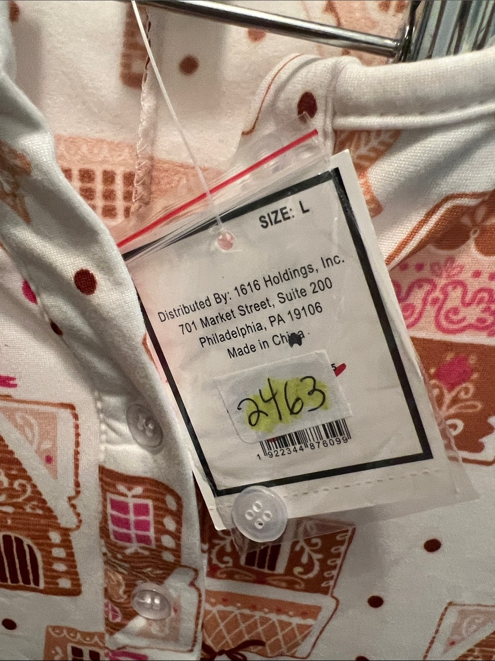 #2463**Gingerbread House Print Pajama Jump-short - Cream with Brown and Pink - Picture 16 of 17